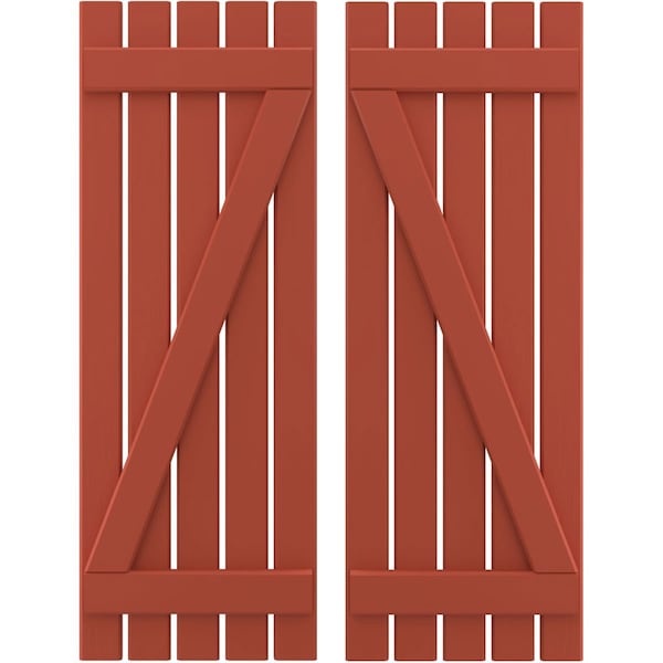 Ekena Millwork Americraft 5-Board (2 Batten) Wood Spaced Board-n-Batten Shutters w/ Z-Bar, ARW102SB519X49CLH, PR ARW102SB519X49CLH - main
